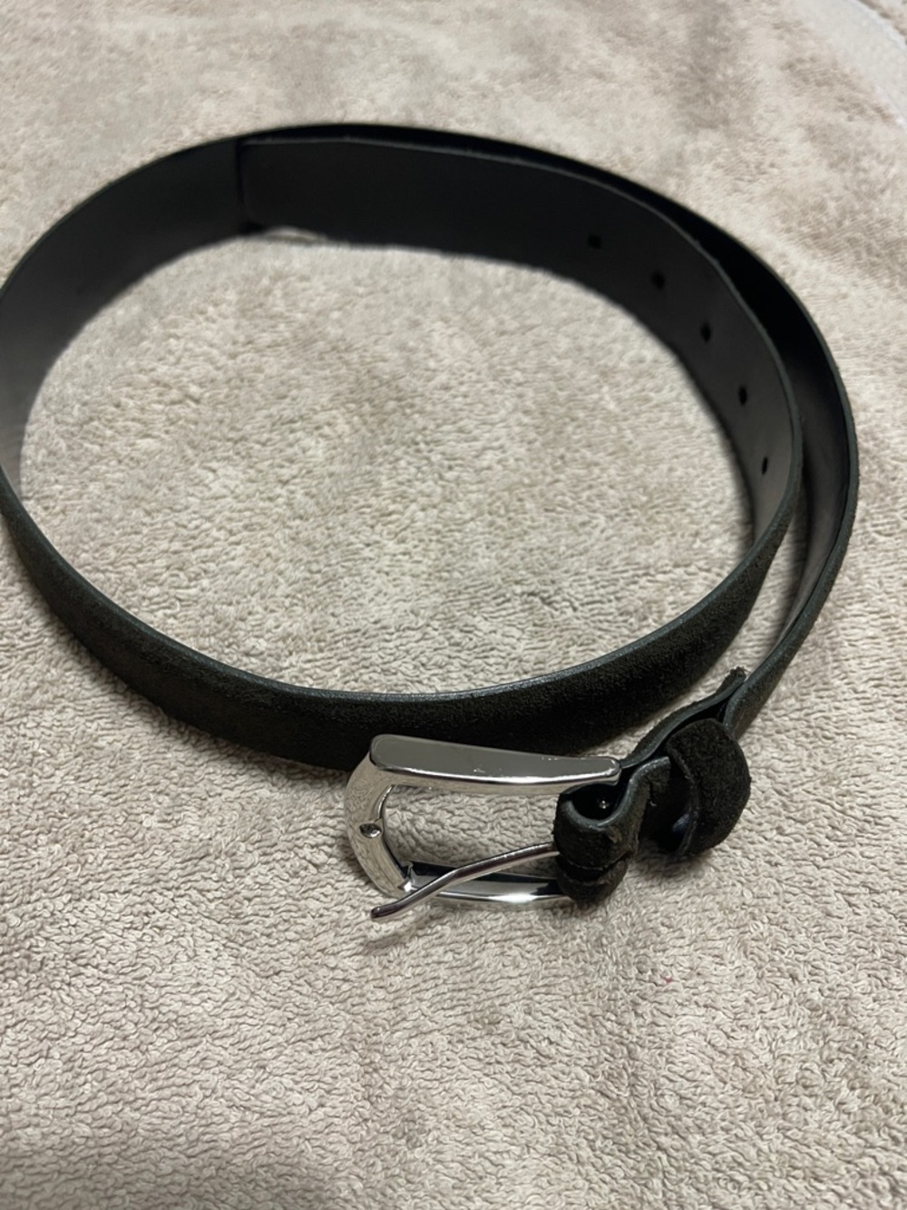 Dalgado Men's Black Leather Belt with Polished Silver Buckle